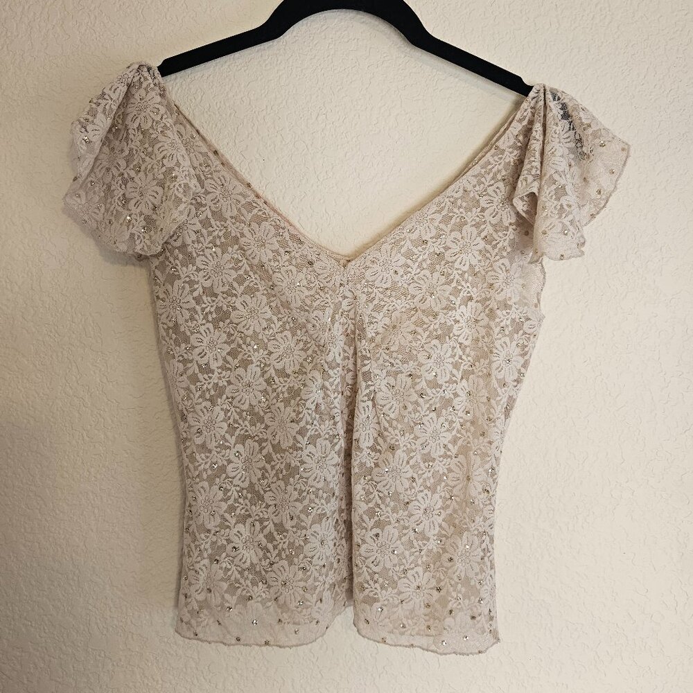 Whimsical Lace and Sequin Top